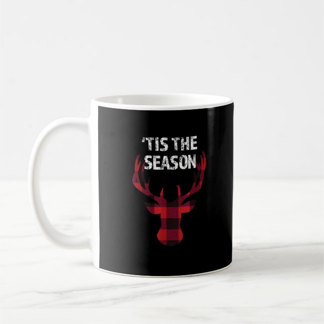 Tis The Season Funny Christmas Buck Deer Men Coffee Mug (Left)