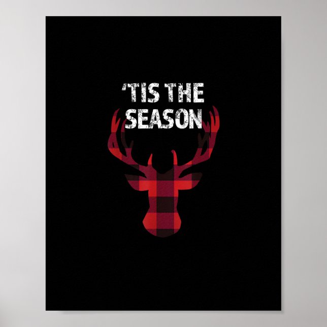 Tis The Season Funny Christmas Buck Deer Men Poster (Front)