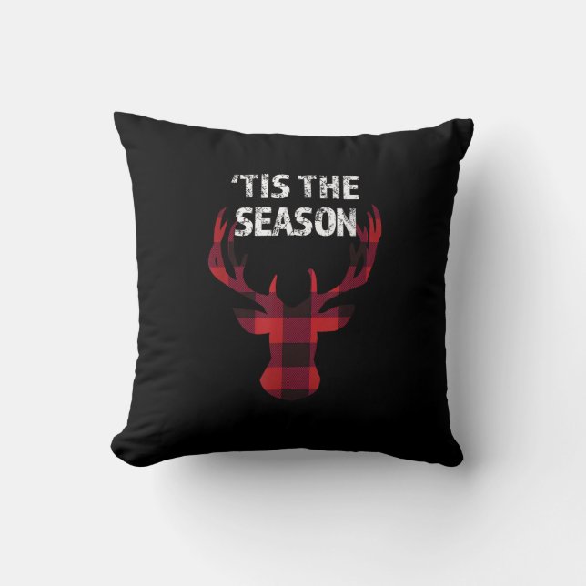 Tis The Season Funny Christmas Buck Deer Men Throw Pillow (Front)