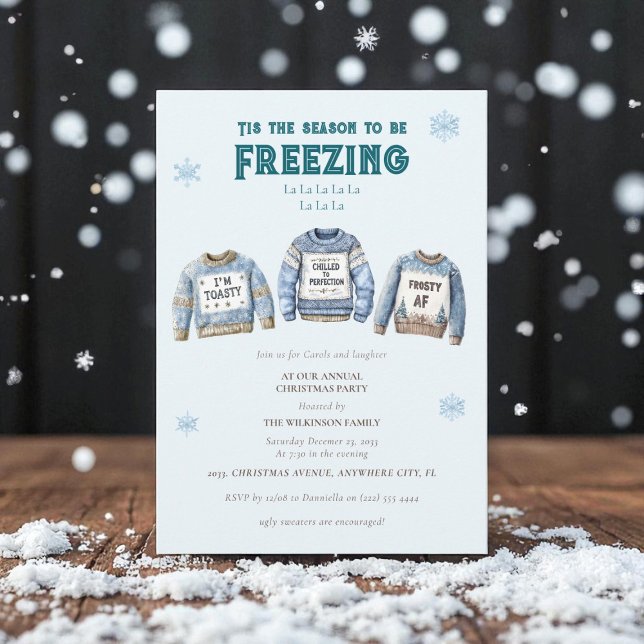 tis the season Funny Christmas Ugly Sweater Party Holiday Card (Creator Uploaded)