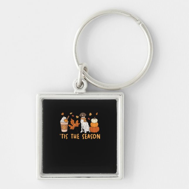 Tis The Season German Shorthaired Dog Fall Pumpkin Keychain (Front)