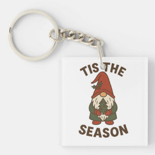 Tis The Season Gnome Christmas Keychain