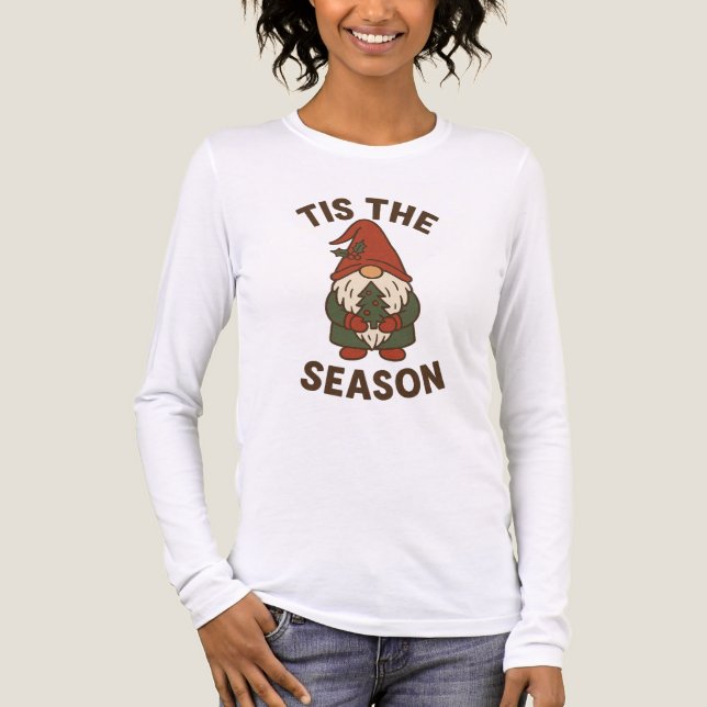Tis The Season Gnome Christmas Tri-Blend Shirt (Front)