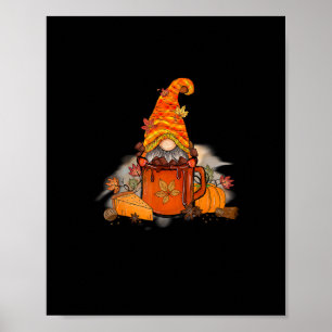 Tis The Season Gnomie Fall Coffee Retro Vintage Th Poster