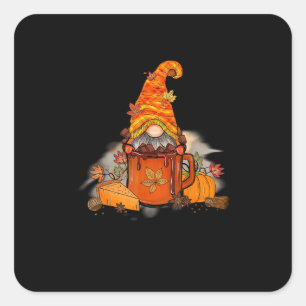 Tis The Season Gnomie Fall Coffee Retro Vintage Th Square Sticker