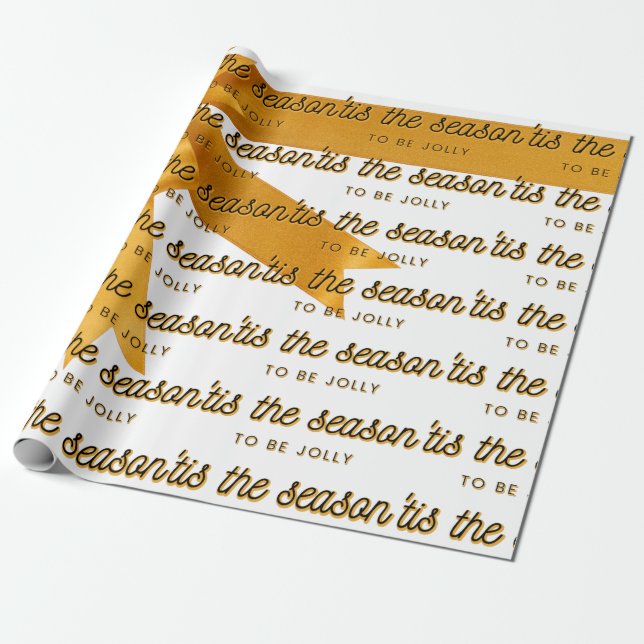 Tis The Season Gold Wrapping Paper (Unrolled)