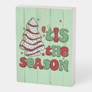 Tis the Season Green Christmas Farmhouse Wooden Box Sign