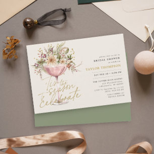 Tis the Season Green Moss Winter Bridal Shower Invitation