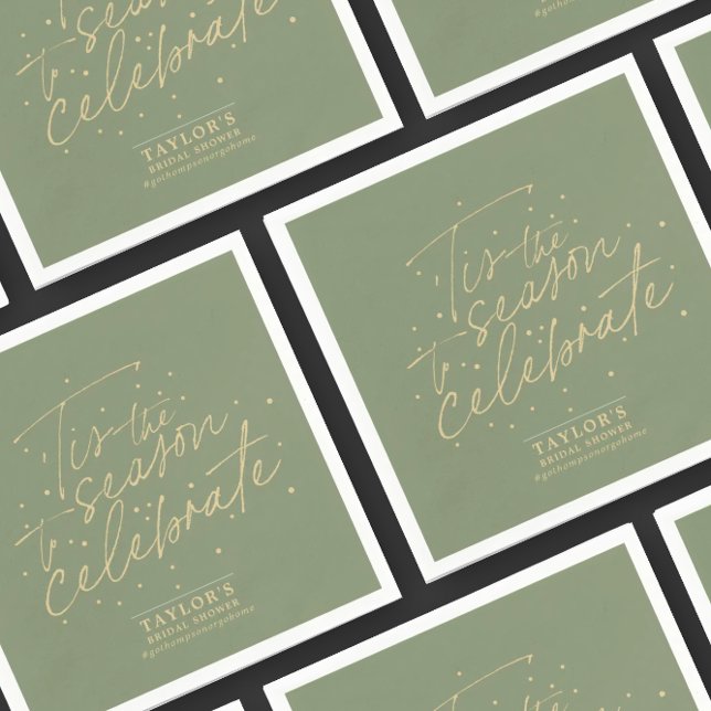 Tis the Season Green Moss Winter Bridal Shower  Napkins (Creator Uploaded)