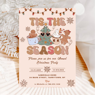 Tis The Season Groovy Cookies Christmas Party Invitation
