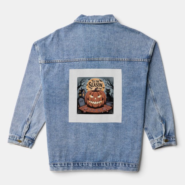 Tis the Season Halloween Denim Jacket (Back)