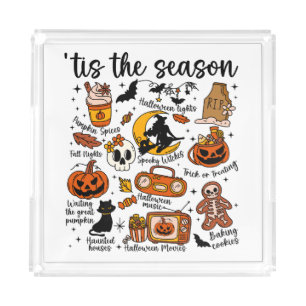 'Tis the season Halloween Doodles Acrylic Tray
