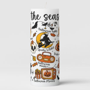 'Tis the season Halloween Doodles Pillar Candle