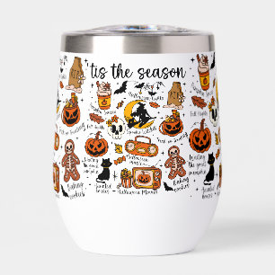 'Tis the season Halloween Doodles Thermal Wine Tumbler