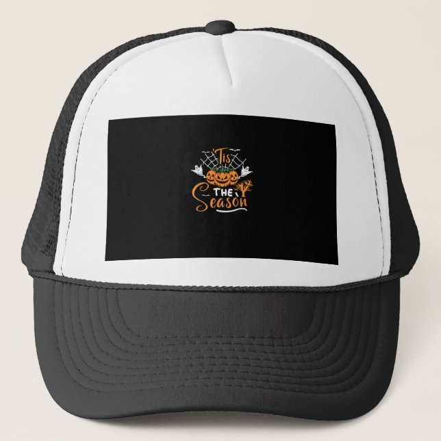 Tis The Season Halloween Pumpkin Costume Trucker Hat (Front)