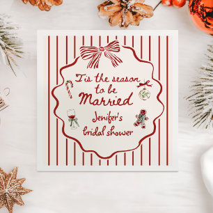 Tis The Season Hand Drawn Christmas Bridal Shower Napkins