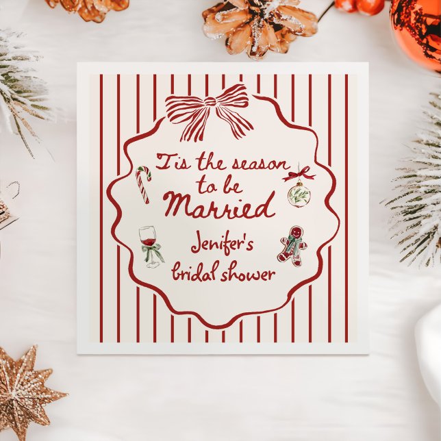 Tis The Season Hand Drawn Christmas Bridal Shower Napkins (Creator Uploaded)