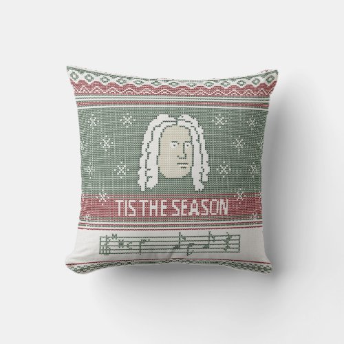 Tis the season Handel Messiah faux knit sweater Throw Pillow