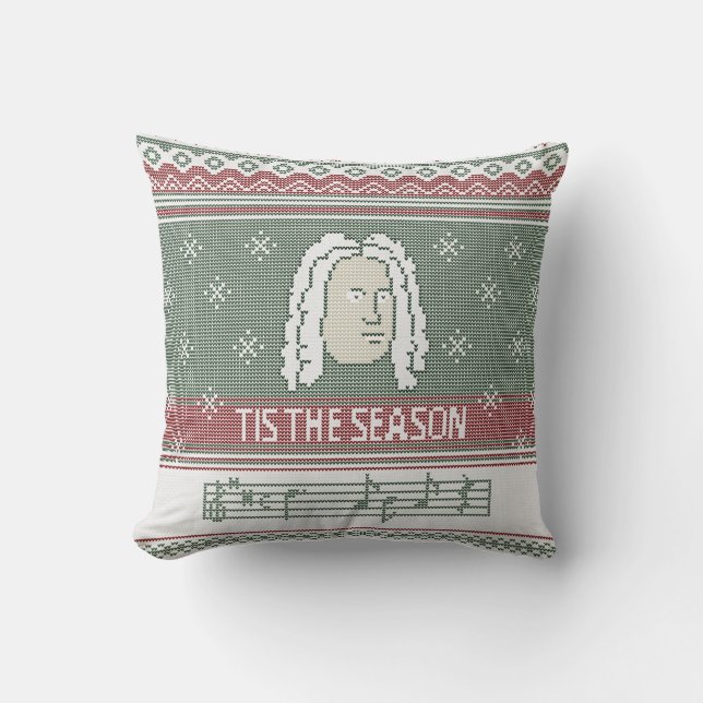 Tis the season Handel Messiah faux knit sweater Throw Pillow (Front)