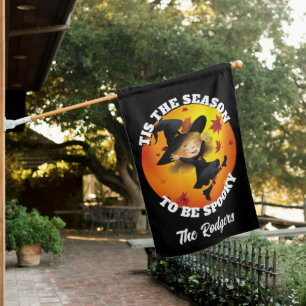 Tis the Season Happy Witch House Flag