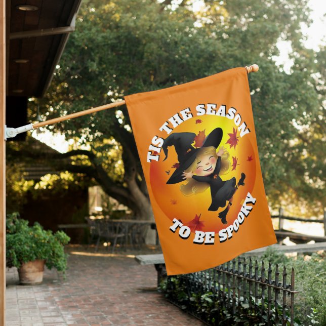 Tis the Season Happy  Witch House Flag (In SItu)