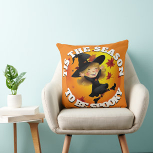 Tis the Season Happy Witch Throw Pillow