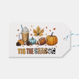 Tis the Season Herbstzeit mit Football und Kaffee Gift Tags