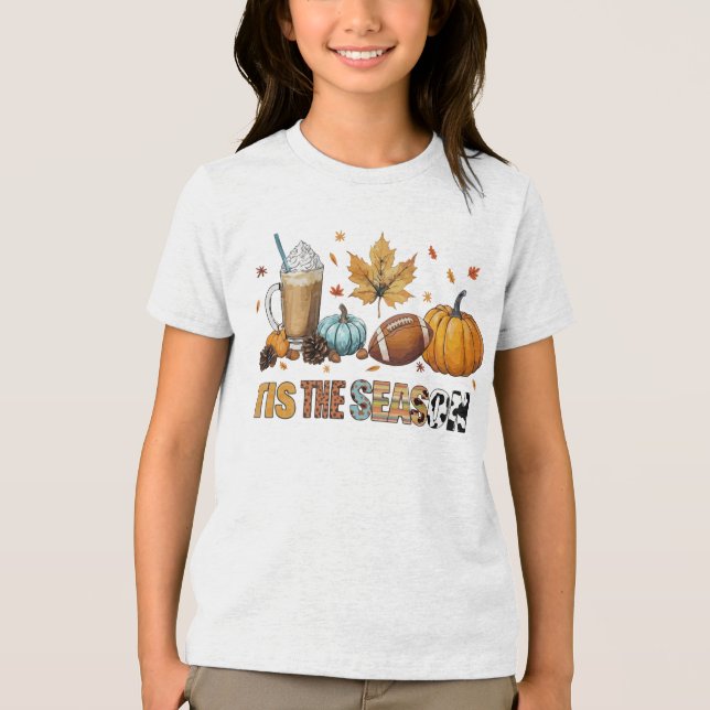 Tis the Season Herbstzeit mit Football und Kaffee Tri-Blend Shirt (Front)