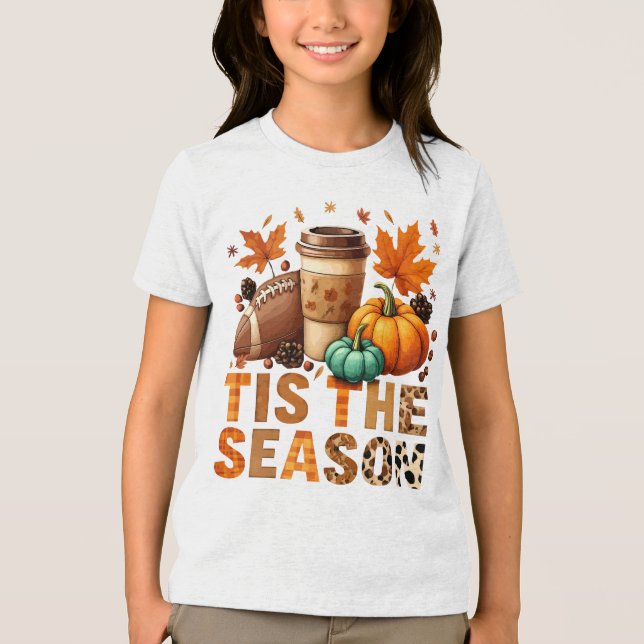 Tis the season Herbstzeit mit Football und Kaffee Tri-Blend Shirt (Front)