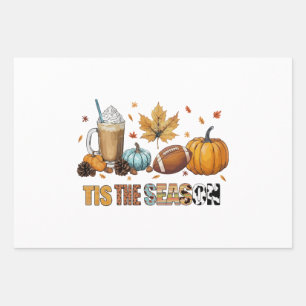 Tis the Season Herbstzeit mit Football und Kaffee Wrapping Paper Sheets