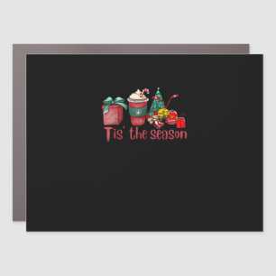 Tis The Season Hockey Christmas Coffee Santa Car Magnet
