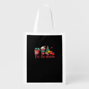 Tis The Season Hockey Christmas Coffee Santa Grocery Bag