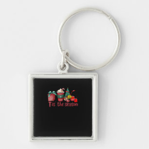 Tis The Season Hockey Christmas Coffee Santa Keychain