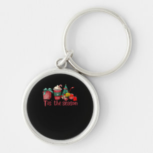 Tis The Season Hockey Christmas Coffee Santa Keychain