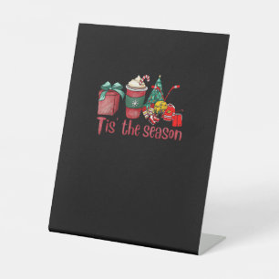 Tis The Season Hockey Christmas Coffee Santa Pedestal Sign