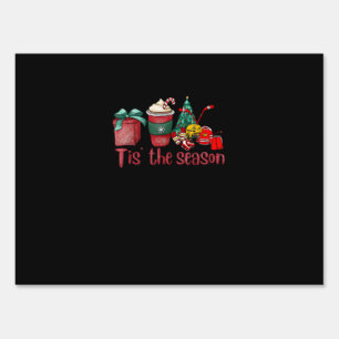 Tis The Season Hockey Christmas Coffee Santa Sign