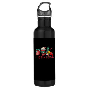 Tis The Season Hockey Christmas Coffee Santa Stainless Steel Water Bottle