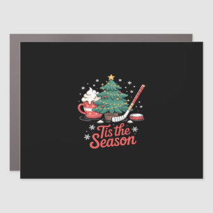 Tis The Season Hockey Coffee Tree Hockey Christmas Car Magnet