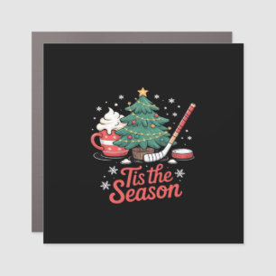 Tis The Season Hockey Coffee Tree Hockey Christmas Car Magnet