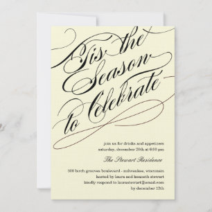 Tis The Season Holiday Party Invitations - Black