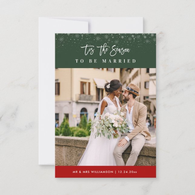 Tis the Season holiday wedding announcement (Front)