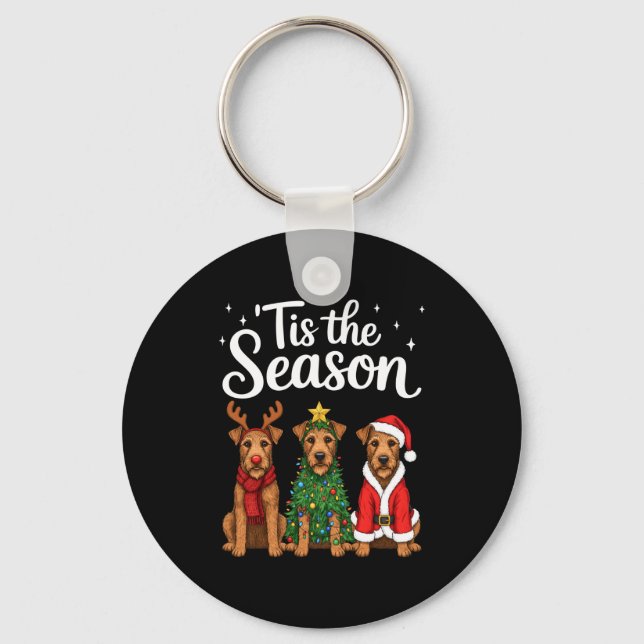 Tis The Season Irierrier Christmas Santa Dog Lover Keychain (Front)