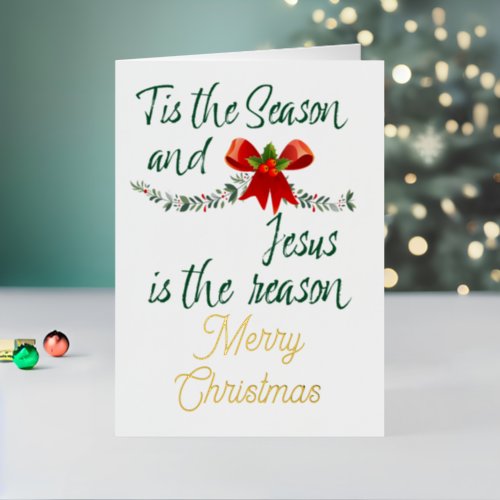 Tis the season Jesus is the reason Merry Christmas Foil Holiday Card