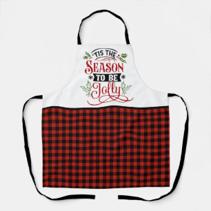 Tis the Season Jolly Buffalo Plaid Christmas Apron