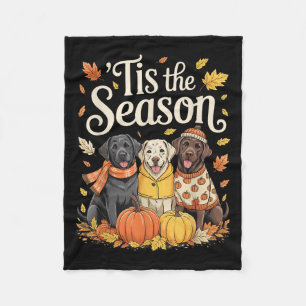 Tis The Season Labrador Retriever Fall Autumn Pump Fleece Blanket