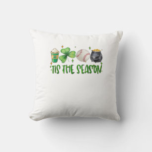Tis The Season Latte Patricks Day Baseball Throw Pillow