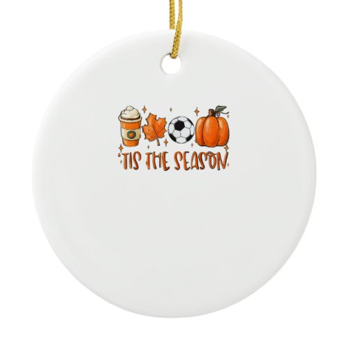Tis The Season Leaf Latte Autumn Football Ceramic Ornament