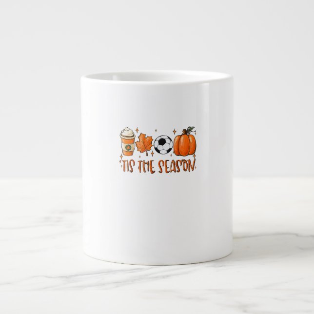 Tis The Season Leaf Latte Autumn Football Giant Coffee Mug (Front)