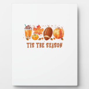 Tis The Season Leopard Football Halloween Fall Plaque
