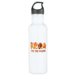 Tis The Season Leopard Football Halloween Fall Stainless Steel Water Bottle